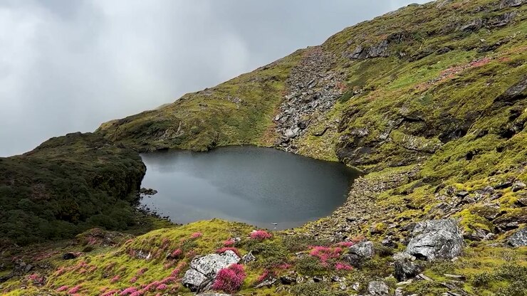 Landscape view of Hadi mountain lake in Taplejung, Nepal.