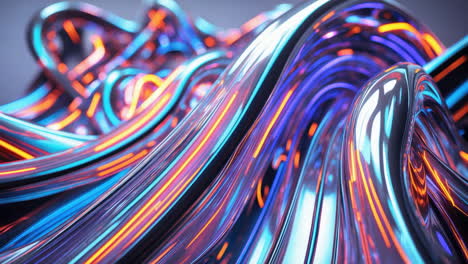 abstract metallic tubes with vibrant light streaks