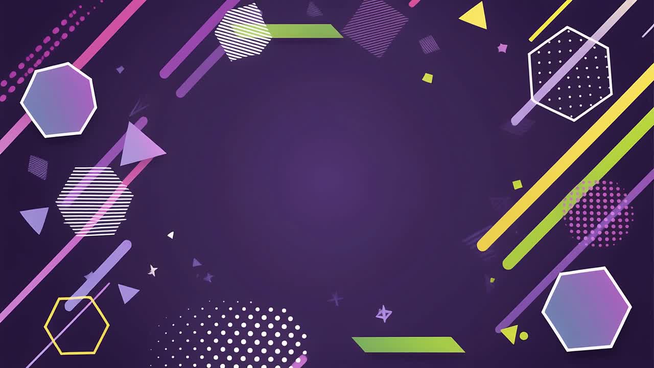 Abstract Geometric Shapes Moving on Purple Background