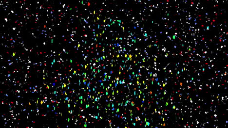 animation of multi coloured confetti falling against black background