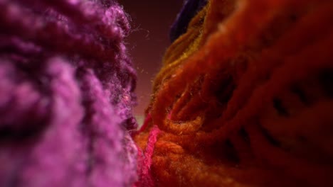 close-up of colorful yarn fibers