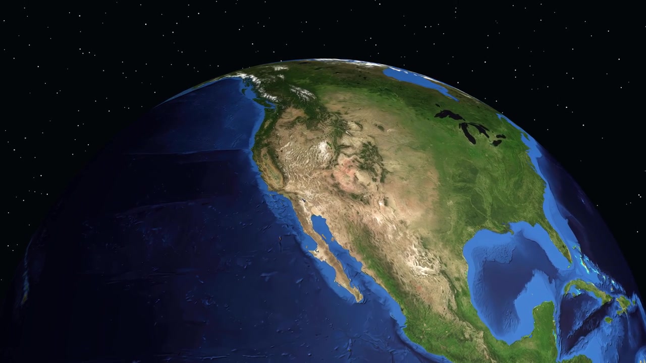 Un globo digitale ruota e si ingrandisce sul Nord America, evidenziando Henderson, Nevada, con dati