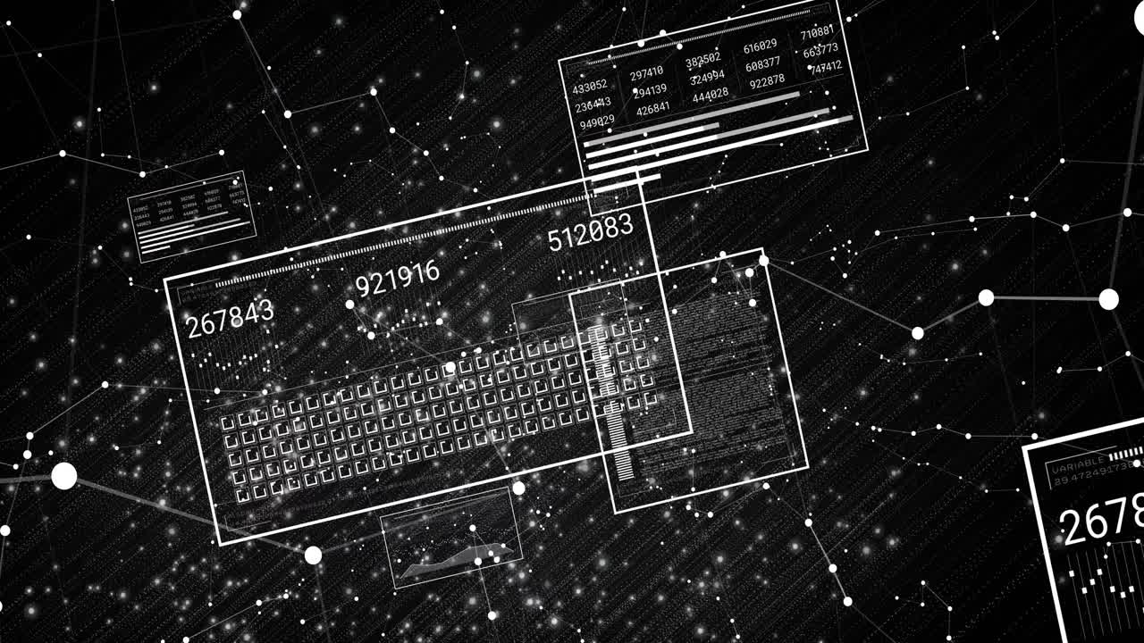 Upon network appearing UI panels sliding in, updating numeric grid graphs for insight then fading
