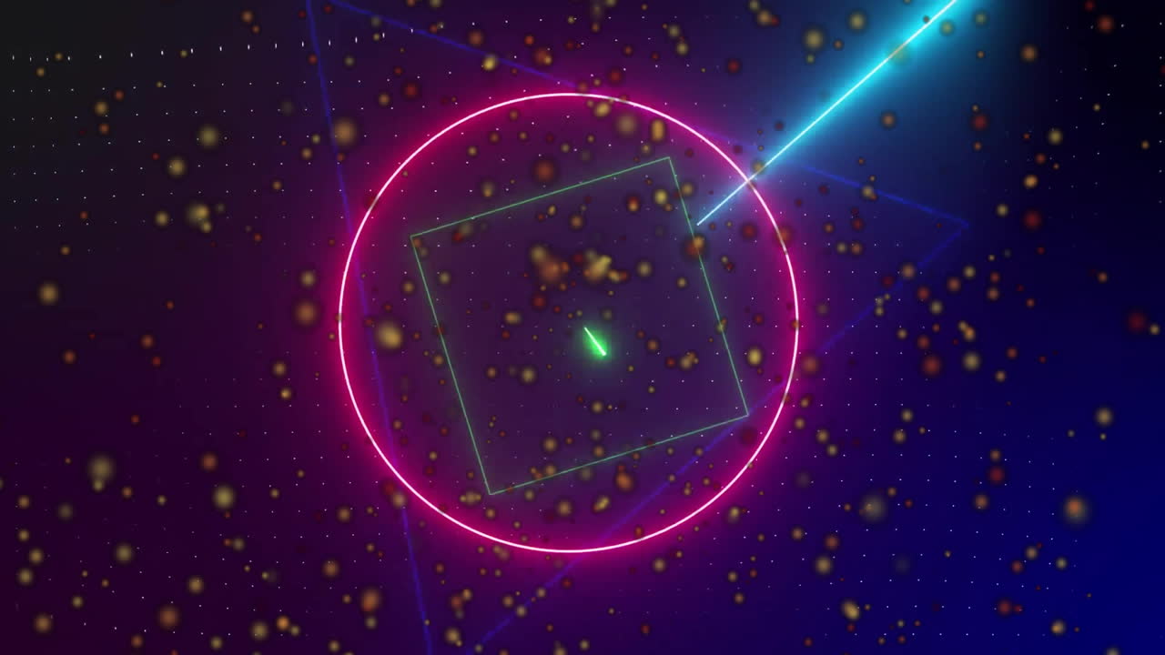 Animation of red spots over neon shapes moving