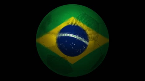 brazil. football and flag. soccer ball in rotation and a flag integrated into it.