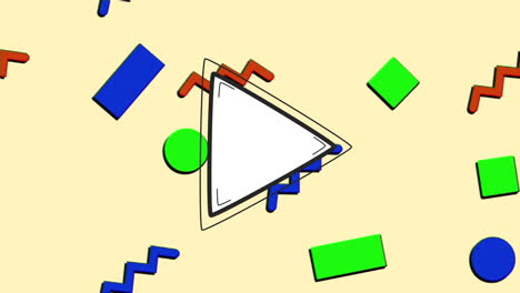 animación del icono de juego y las formas en fondo amarillo.