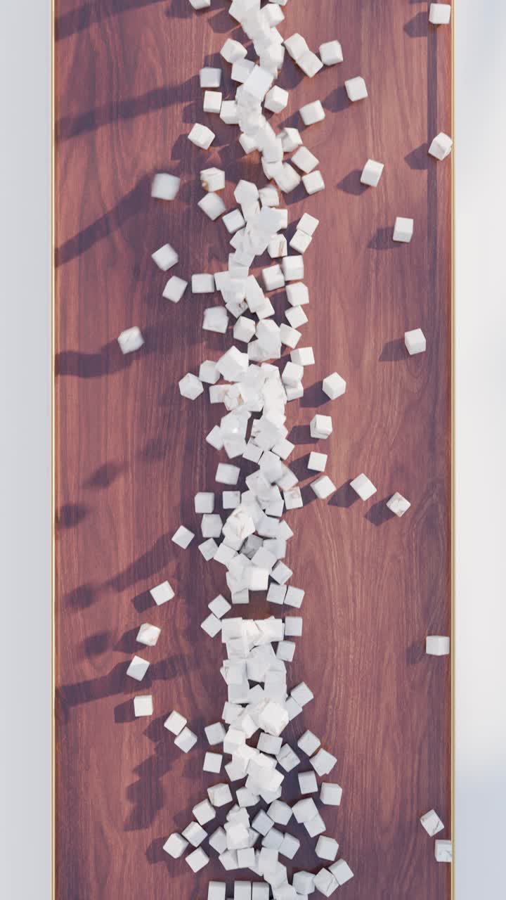 Arrangement of White Cubes on Wood