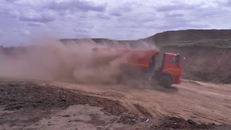 mining truck on dusty road