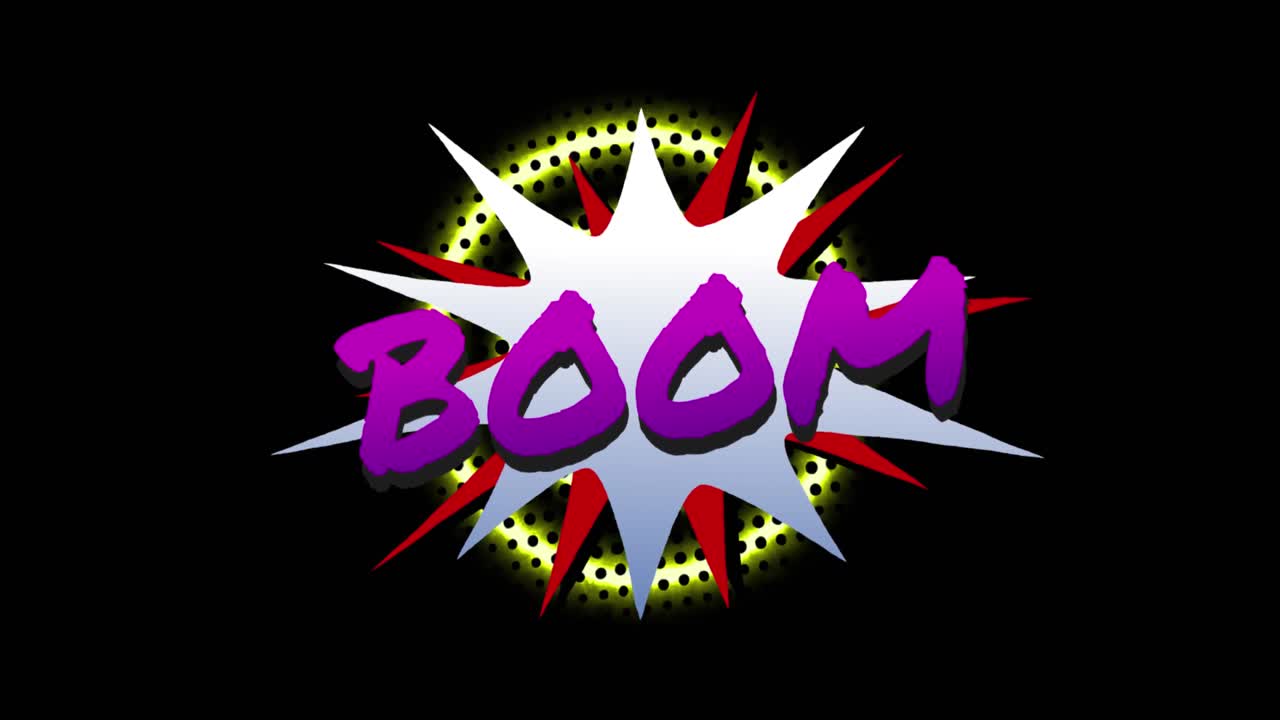 검은 바탕에 네온 원 위의  ⁇  텍스트의 애니메이션