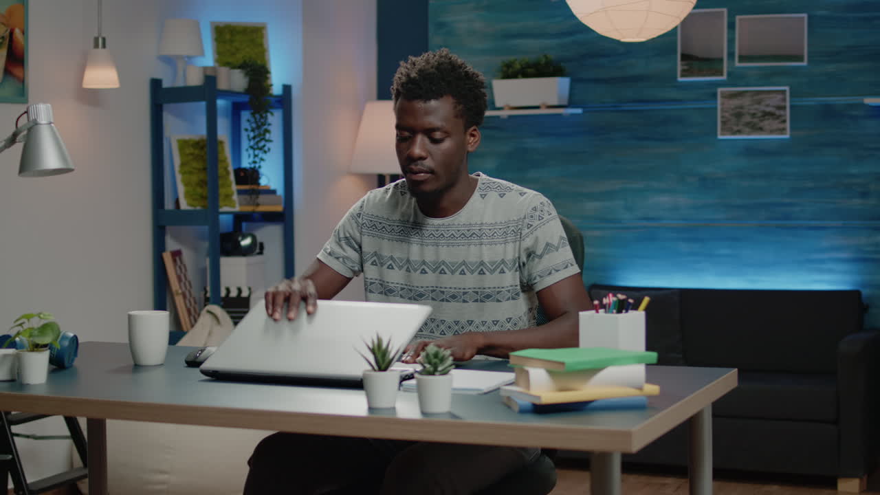 Corporate employee preparing for remote business work