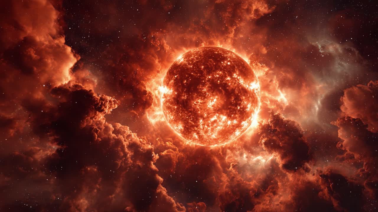 A Breathtaking Cosmic Display: The Radiant Sun Illuminated by Surrounding Nebulae, Showcasing an Exquisite Fusion of Stellar Elements and Celestial Beauty