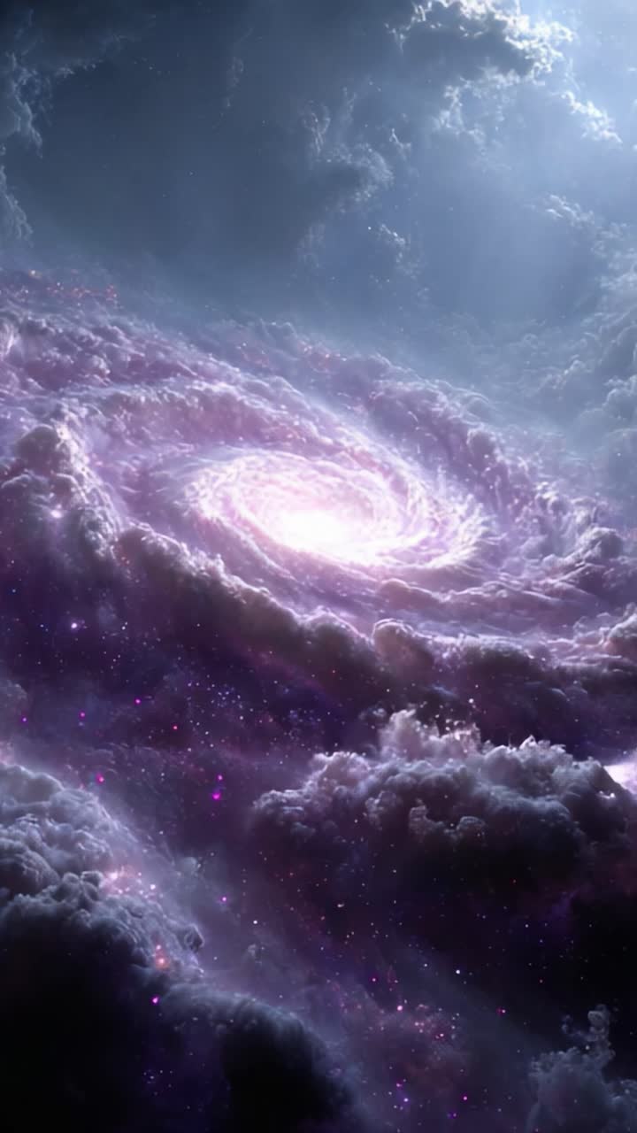 A Mesmerizing Cosmic Display of a Beautiful Spiral Galaxy Illuminated by a Bright Core Surrounded by Cosmic Clouds and Stellar Twinkling in the Vast Universe
