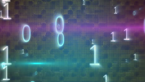 animation of binary code over background with squares