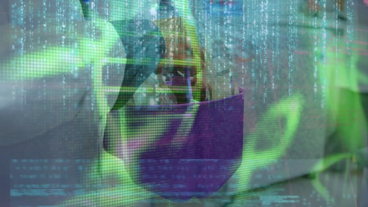 Animation of medical data processing over caucasian businesswoman