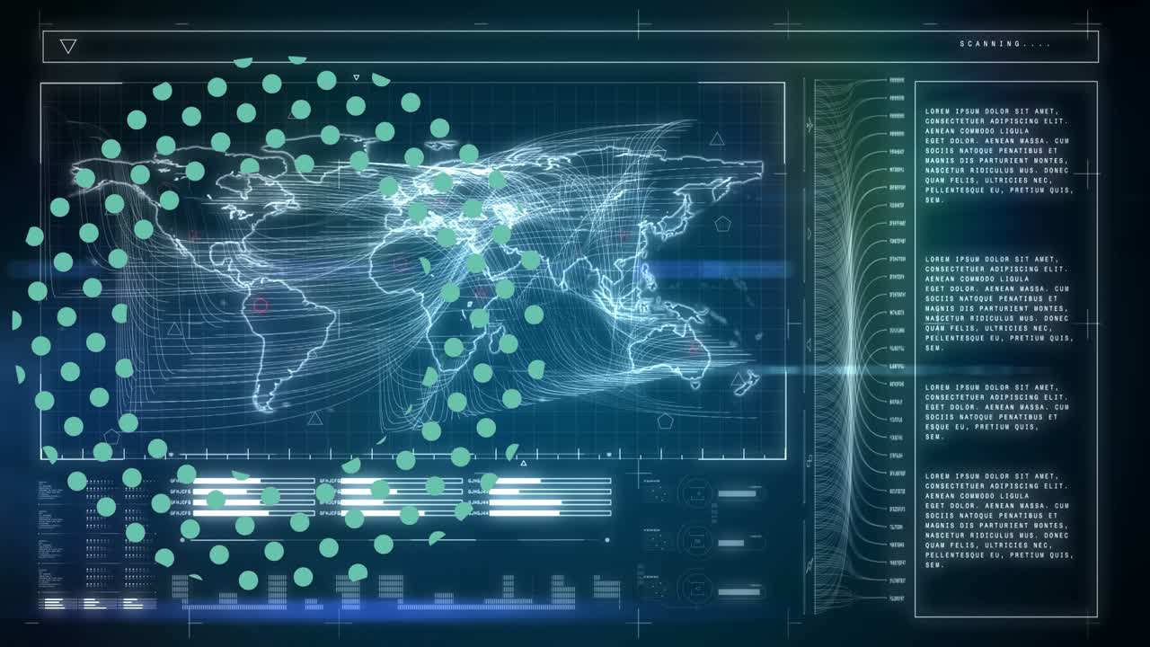 Ticking digital clock over interface with data processing against blue background