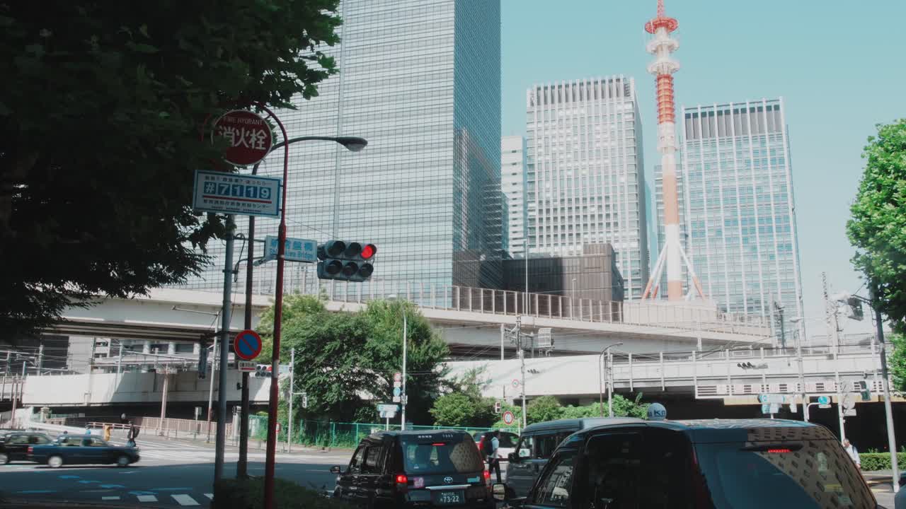 4k cinematic footage street of tokyo red light and tower