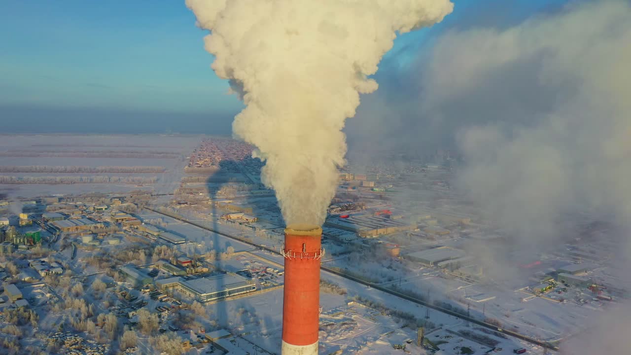 Aerial View of a Power Plant in Winter