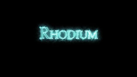 rhodium, chemical element, written with fire. loop