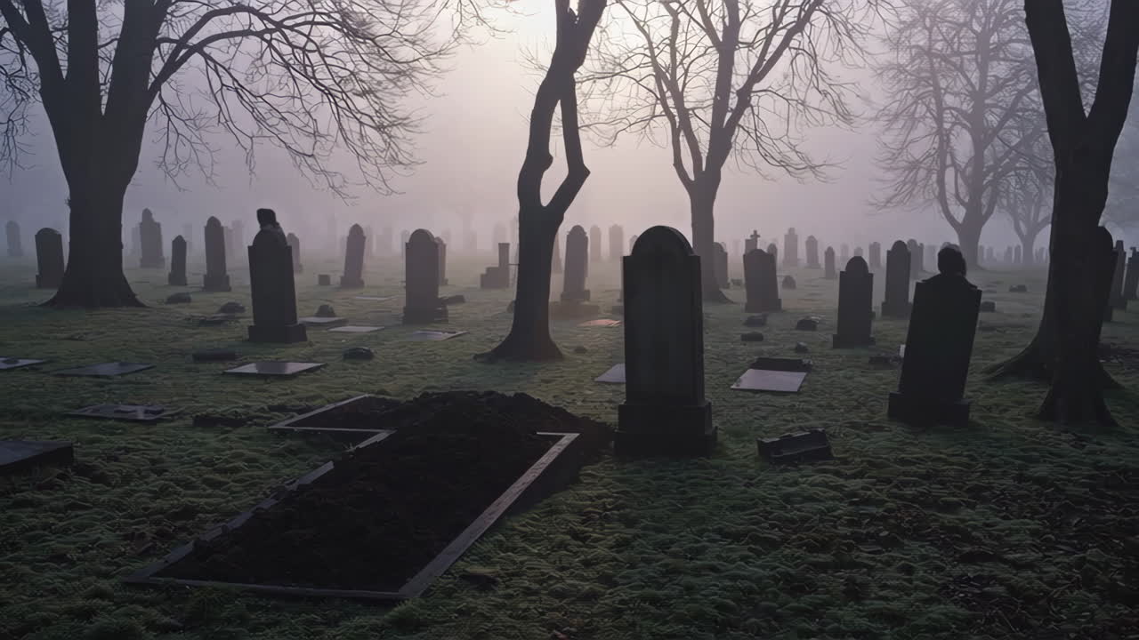 Foggy Graveyard Scene