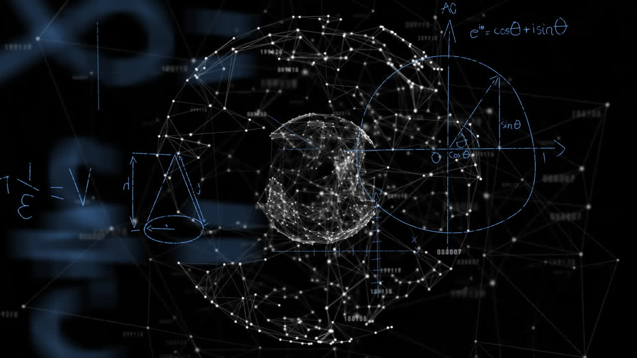 animación del procesamiento de datos matemáticos en todo el mundo