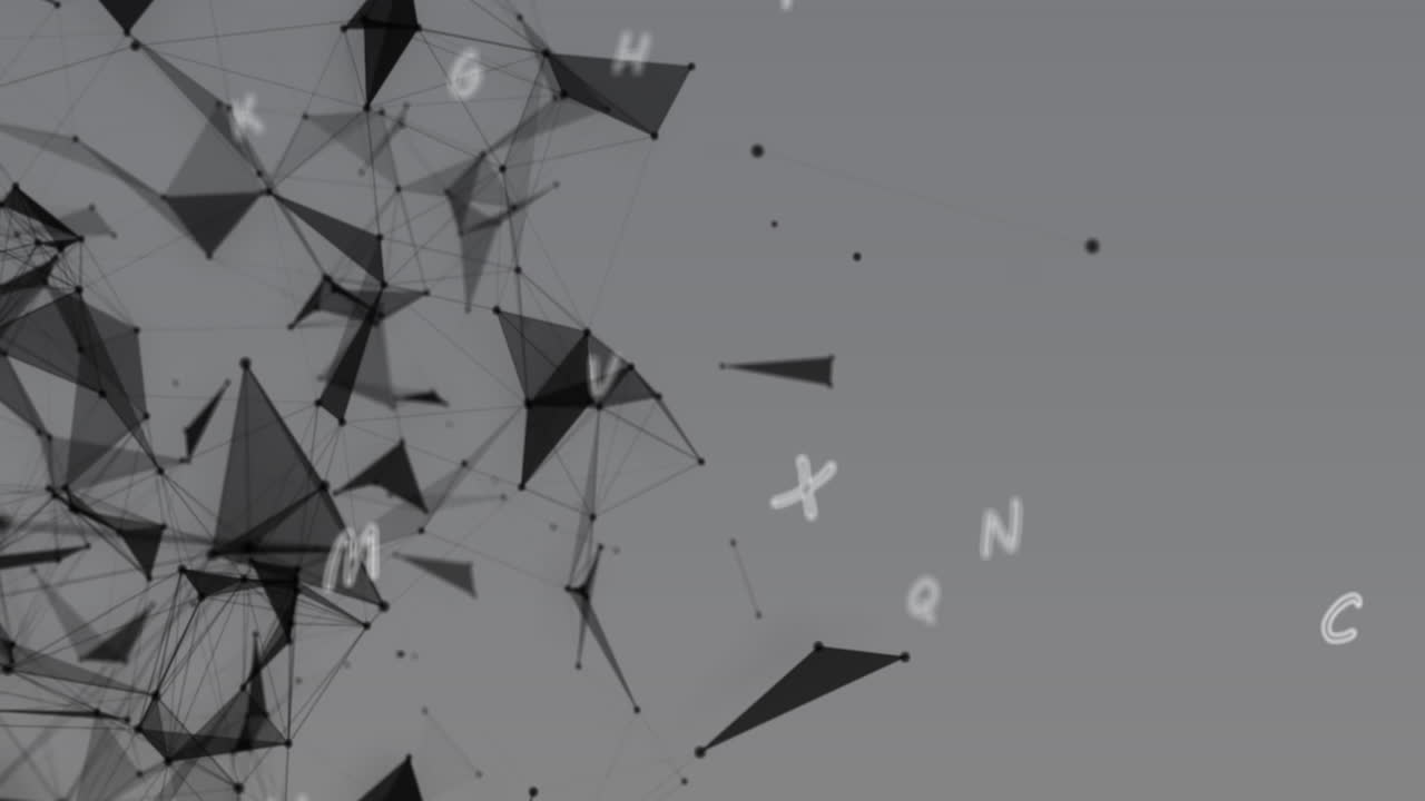 animación de múltiples letras que cambian a través de una red de conexiones