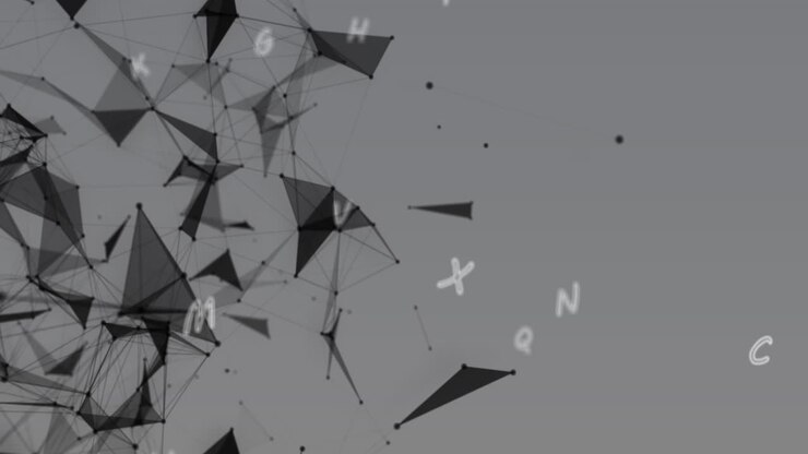 Animation of multiple letters changing over network of connections