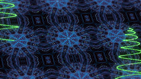 animación de espirales de neón y formas caleidoscópicas que cambian sobre un fondo negro