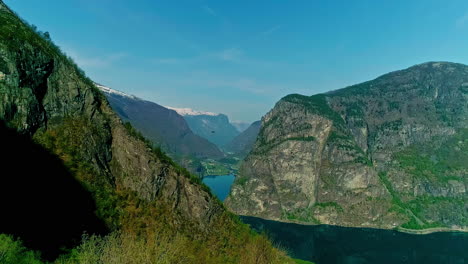 landscape of mountains and lakes in norway