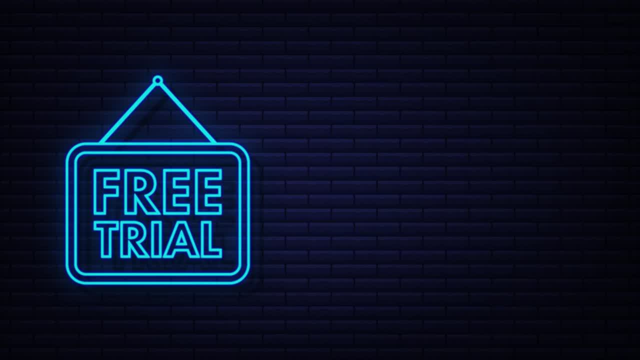 banner plano de prueba gratuito. publicidad de productos. diseño web. símbolo, signo. gráfico de movimiento