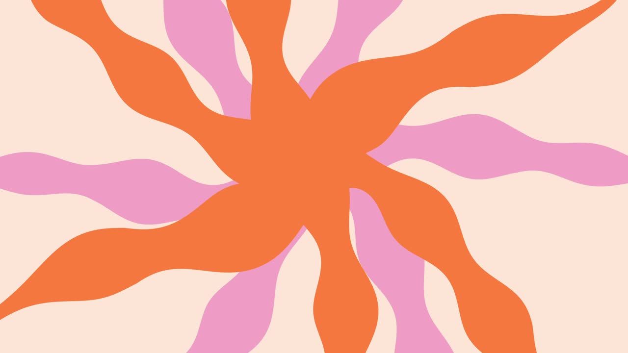 Abstract animated background with rotating pink and orange waveform rays