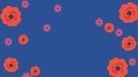 animation of flowers on dark blue background