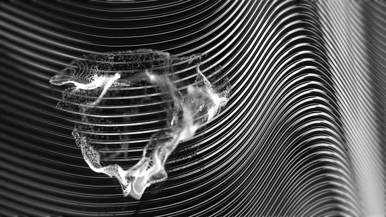 Animation de formes et de lignes blanches sur fond noir