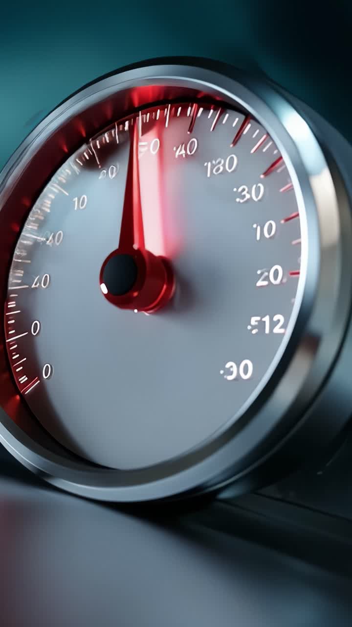 Misurazione delle prestazioni ad alta velocità: un primo piano di un elegante indicatore di misurazione che mostra letture crescenti in un ambiente automobilistico raffinato