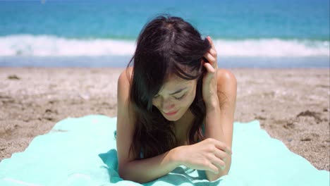 blissful woman enjoying the summer sun