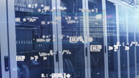animation of data processing over server room
