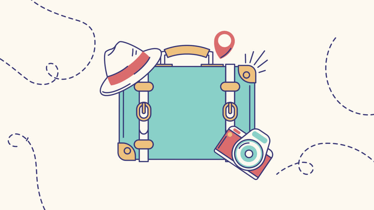 세계 관광의 날을 기념하기 위해 손으로 그린 인스타그램 게시물 컬렉션의 모션 그래픽