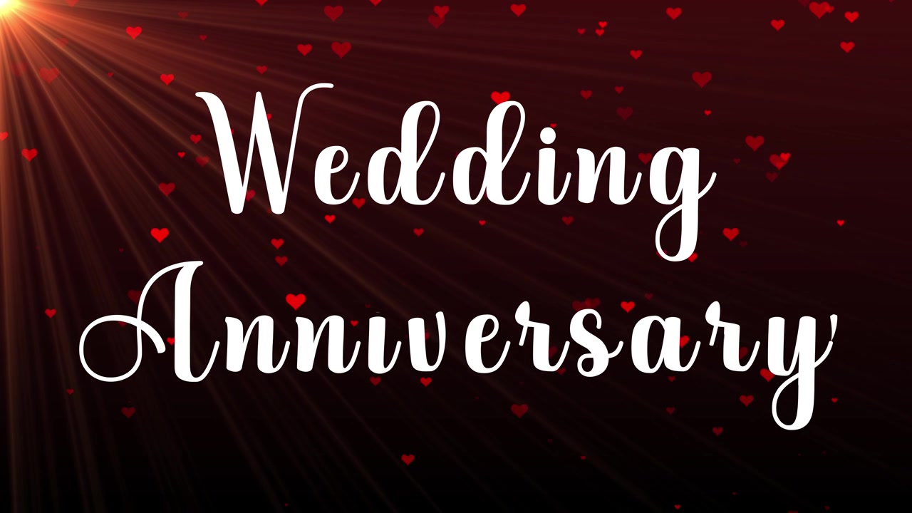 Wedding Anniversary Text Animation with Floating Red Hearts