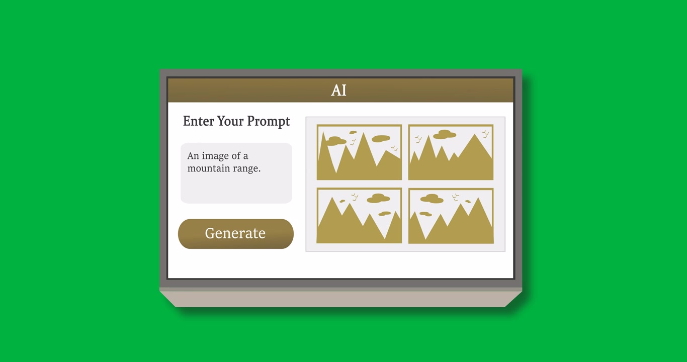 Animation of screen with ai technology chat with images of mountains over transparent background