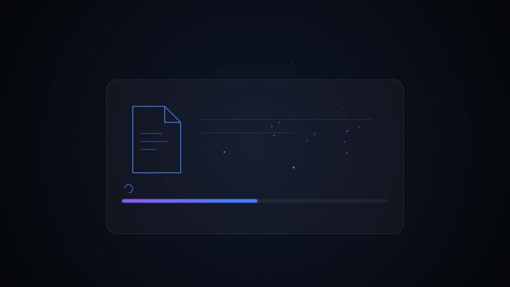 Barra di avanzamento digitale in caricamento con icona del documento