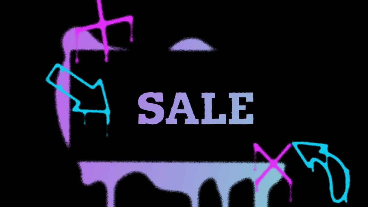 검은 바탕에 판매 텍스트의 애니메이션.