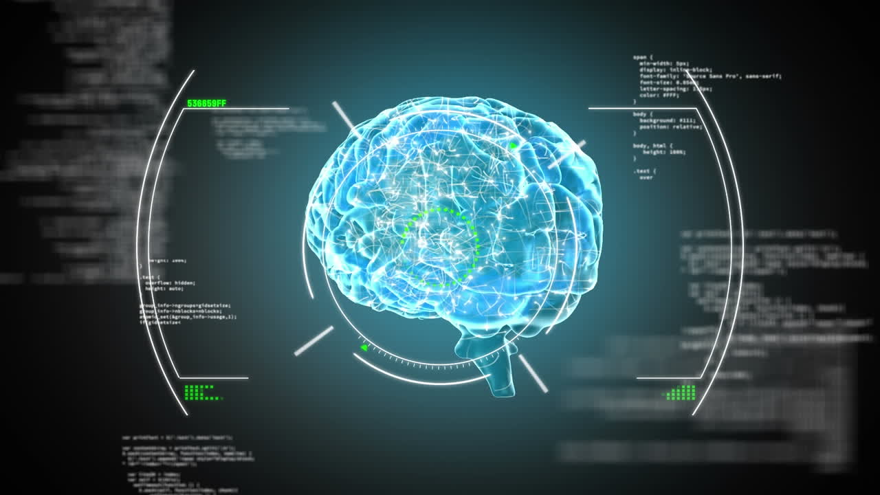 Animation of data processing over human brain