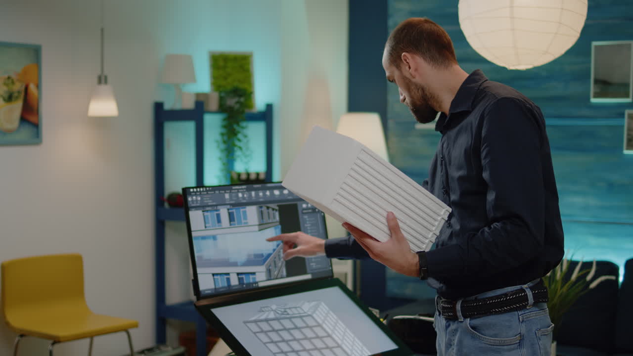 Man working as architect analyzing maquette in hand