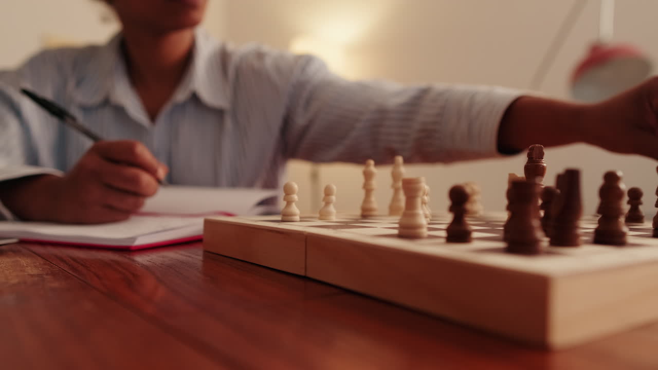 Woman Strategizing Her Next Chess Move