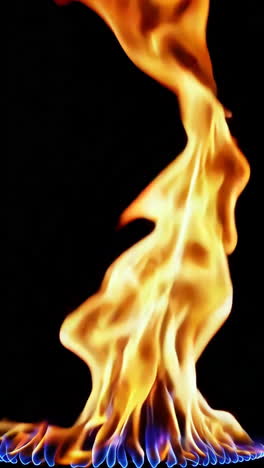 vibrant blue and orange flames on a black background