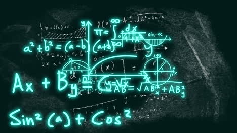animación de fórmulas matemáticas y procesamiento de datos científicos sobre un fondo negro