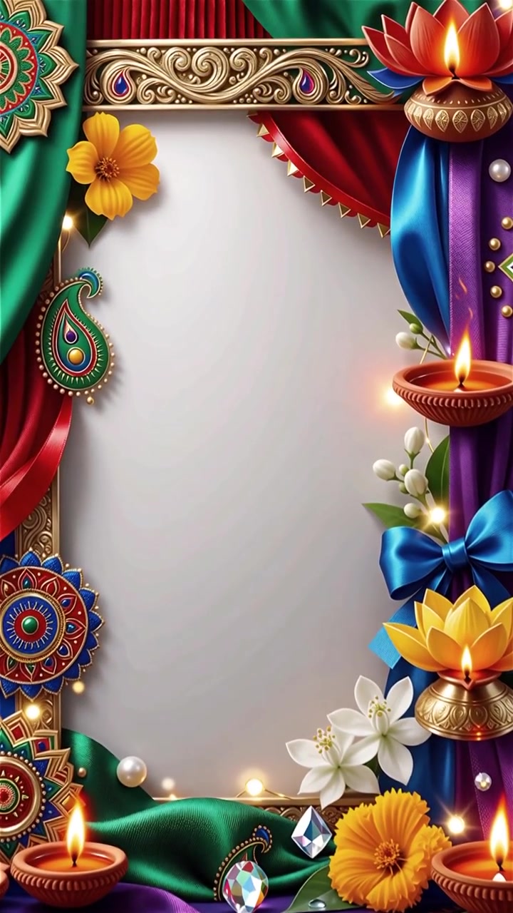 Sfondo del Festival Diwali con lanterne e decorazioni tradizionali Diyas.