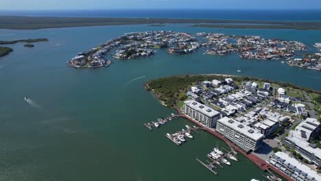 paradise point and surrounding canal in queensland, australia - aerial shot