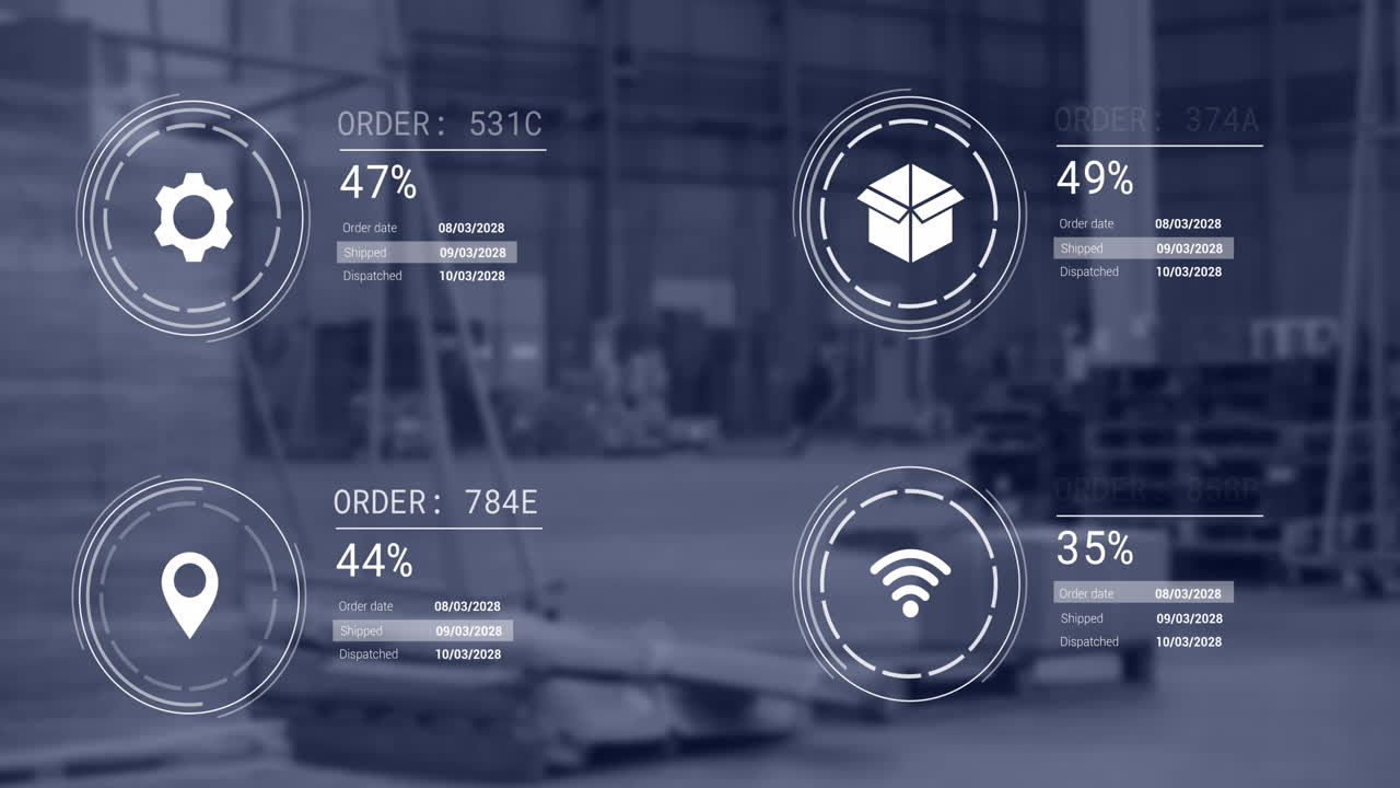 animación de iconos con procesamiento de datos sobre el almacén