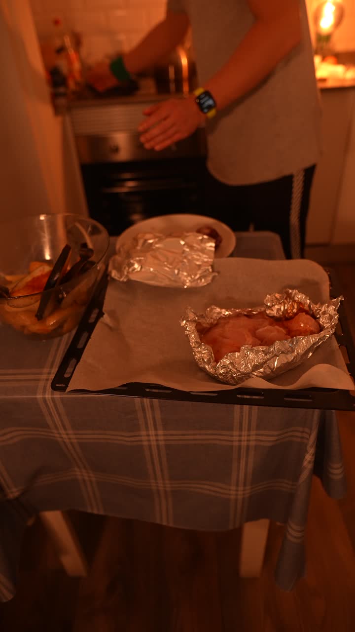 Preparing a Roasted Chicken and Vegetable Meal