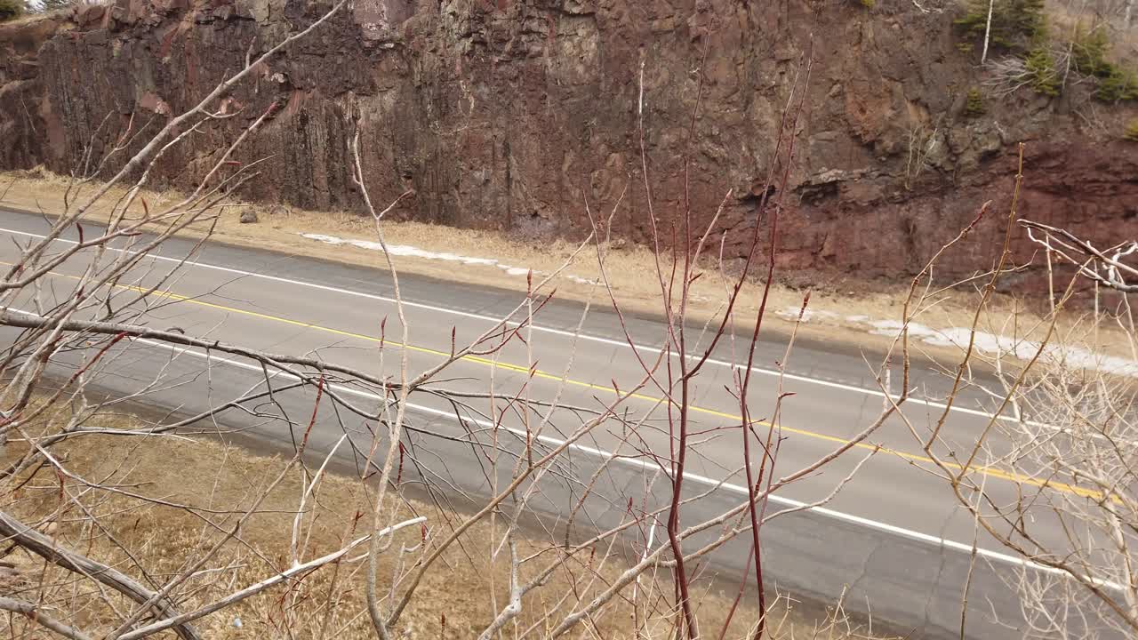 Scenic Highway through Winter Landscape
